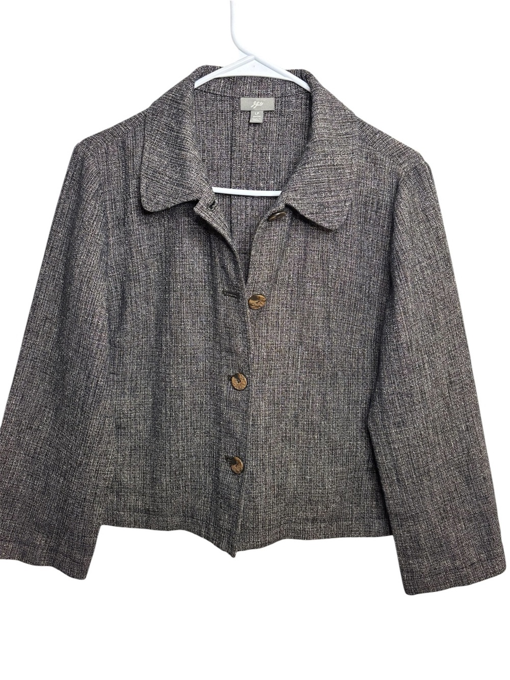 J. Jill Tweed Boxy Style Button-Front Women's Jacket/ Blazer with pockets